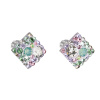 Evolution Group Strieborné náušnice kocky s krištáľmi Swarovski mix farieb kosoštvorec 31169.3 sakura