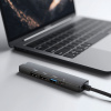 Multifunkčný USB hub - HDMI + Type-C 3.0 - 3xUSB-A, 1xType-C - 5 Gbps, 100 W - čierny