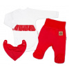 Baby Nellys 3-dielna sada Body dl. rukáv s tutu, šatka, polodupačky, červená, biela 56 (1-2m)