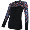 SENSOR MERINO IMPRESS dámské triko dl. rukáv černá/floral - S