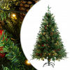 Vianočný stromček s LED žiarovkami a zelenými kužeľmi 120 cm (Vianočný stromček s LED žiarovkami a zelenými kužeľmi 120 cm)