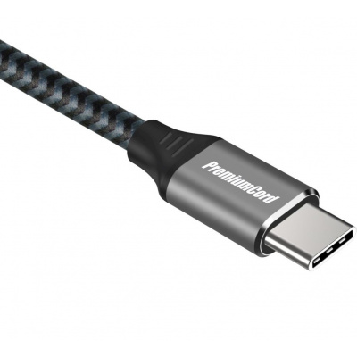 PremiumCord ku31cw15 USB-C M/M, 100W 20V/5A 480Mbps bavlněný oplet, 1,5m (ku31cw15)