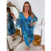 ZAZZA Elegantné modro-zelené midi šaty Veľkosť: XXXL/XXXXL