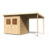 drevený domček KARIBU GLUCKSBURG 3 + prístavok 190 cm (83231) natur LG3493