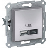 SCHNEIDERE USB nabíjecí zásuvka Schneider Asfora EPH2700361 zapuštěná A+C 2,4A bez hliníkového rámu