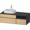 DURAVIT Zencha závesná skrinka pod umývadlo na dosku (umývadlo vľavo), 3 zásuvky + 1 otvorená priehradka, 1300 x 550 x 442 mm, dub prírodný/grafit super matná, ZE4828030800000