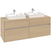 VILLEROY & BOCH Collaro závesná skrinka pod dve umývadlá na dosku, 4 zásuvky, 1400 x 500 x 548 mm, Nordic Oak, C07600VJ