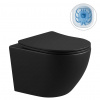 CERANO - WC závesné Verde, Rimless + Slim/UF sedátko - čierna matná - 49x36 cm