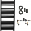 CERANO - Kúpeľňový radiátorový set Vincenzo - ústredné vykurovanie - bočné pripojenie - 300W - čierna matná - 970x450 mm