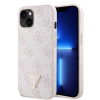 Guess PU 4G Strass Triangle Metal Logo Zadní Kryt pre iPhone 15 Pink