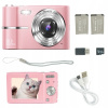 4K digitálny fotoaparát 48 MP s 2,7-palcovým displejom, ružový