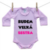 Boodyy Ružové body s dlhým rukávom Budem veľká sestra 68 (3-6 mesiacov)