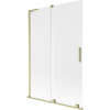 Mexen Velar L, 2-krídlová posuvná vaňová zástena 120 x 150 cm, 8mm sklo námraza, zlatá matná, 896-120-003-31-55