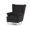 AK-388 BK2, Elegantné kreslo ušiak, čierna látka