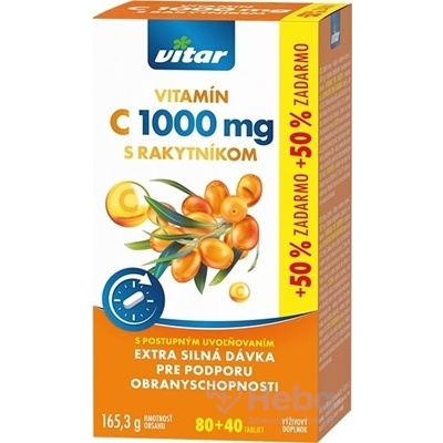 Revital Premium Vitamín C 1000 mg s rakytníkom 120 tabliet s postupným uvoľňovaním (80+40 zadarmo)