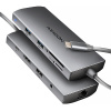 AXAGON HMC-8HLSA, USB 5Gbps húb, 3x USB-A, HDMI 4k/60Hz, RJ-45 GLAN, S