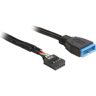 Delock Cable USB 2.0 pin header female > USB 3.0 pin header male, 0.3m 83281