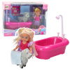 LEAN TOYS Mini bábika s vaničkou a bielym psíkom