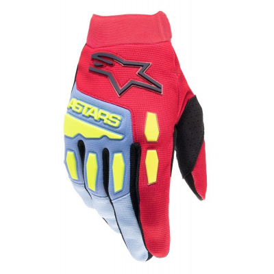 ALPINESTARS rukavice FULL BORE, ALPINESTARS (svetle modrá/červená/žlutá fluo/černá) 2024 - 3XL