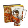 Vysoká porcelánová šálka na čaj Alfons Mucha – biela 400 ml