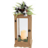 Lampáš MagicHome Vianoce, LED teplá biela, 3xAAA, plast, časovač, hnedý, 20x20,5x51 cm, pohyblivý plameň