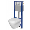 Cersanit AQUA 22 NÁDRŽ, WC MISA LARGA OVAL SLIM, DUROPLAST, ANTIBAKT., Soft Close, Easy Off, TLAČIDLO MOVI chróm S701-475