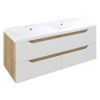 Sapho WAVE dvojumývadlová skrinka 119,7x50x47,8cm, biela/dub Alabama SPH WA120-3022