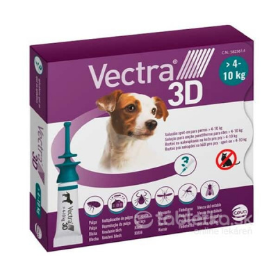 VECTRA 3D spot-on psy S 4–10 kg modrozelený 3 x 1,6 ml