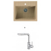 Alveus ATROX 30 SET kuchynský granit. drez so sifón. 59x50 Beige + batéria SIROS - Chróm ATROX30G55+SIROSCHROM