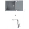 Alveus CADIT 40 SET kuchynský granit. drez so sifónom 86x50 Beton + batéria SIROS Chróm CADIT40G81+SIROSCHROM