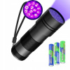 MOCNÁ BATERKA NA HĽADANIE JANTÁRU 12 LED 395 nm ULTRAFIOLET+AAA batérie