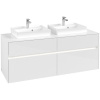 VILLEROY & BOCH Collaro závesná skrinka pod dve umývadlá na dosku, 4 zásuvky, s LED osvetlením, 1400 x 500 x 548 mm, Glossy White, C076B0DH