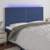 vidaXL Čelo postele s LED modré 200x5x118/128 cm látka