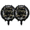 PARTYDECO Balón fóliový – happy new year/silvester, čierny, 45 cm, 2 ks 8595596327027