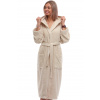 Dámský župan s kapucí dlouhý froté - světlá káva 1ZF3107 béžová L + První výměna zboží zdarma.