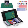 ModernHome Blackjack Poker Set 300 žetónov 2 balíčky kariet Uzamykateľné puzdro na hraciu podložku s kockou