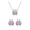 Ligot Strieborný set náhrdelník a náušnice ružová lienka