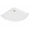 Mexen Flat polkruhová sprchová vanička slim 80 x 80 cm, biela, sifón zlatý - 41108080G