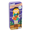 Petitcollage Magnetické puzzle Muzikantka - poškodená kovová krabička