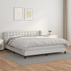 vidaXL Boxspring posteľ s matracom biela 180x200 cm umelá koža - Biela - 18339-241363