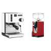 Rancilio Silvia E, biela + Eureka Mignon Perfetto, CR ferrari red