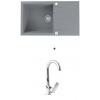 Alveus CADIT 40 SET kuchynský granit. drez so sifónom 86x50 Beton + batéria TINA Chróm CADIT40G81+TINA