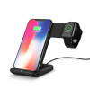 AppleMix Stojan / Bezdrôtová nabíjačka Qi 2v1 - Apple iPhone / AirPods s Qi + hodinky - Pevný - Čierny