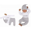 Z & Z 3-dielna súpravička body, tepláčky a čiapočka Loved - bielo/sivá, veľ. 56