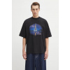 Bavlnené tričko VETEMENTS Night In Paris Oversized pánske, čierna farba, s potlačou, UH76TR410B