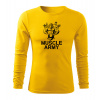 DRAGOWA Fit-T tričko s dlhým rukávom muscle army team, žltá 160g/m2 - XL