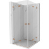 Mexen Lunar-F Duo, skladací sprchový kút 75 x 75 cm, 8mm číre sklo, profil medená matná, 836-075L-075P-65-00