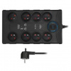 Prepäťová ochrana Solight 8x zásuvka, USB A + C, 2m (PO80B) čierna