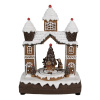 Clayre & Eef Hnedá svietiaca a hrajúca perníková chalúpka Gingerbread House - 20*11*27 cm - Clayre & Eef