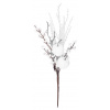 Vetvička MagicHome Vianoce, s bobuľkami a jabĺčkami, biela, 32 cm